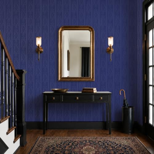 JiffDiff Navy Blue 3D Embossed Textured Peel Stick Wallpaper 17.3"x800" - Image 6