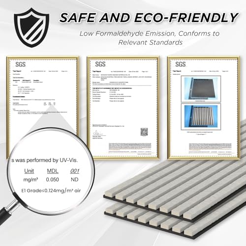 SMARTSTANDARD Acoustic Wall Panels, 4 Piece 106" x 12.6" Soundproof Slat Wall - Image 7