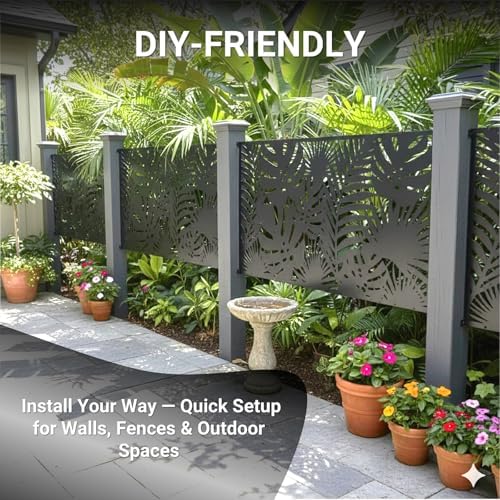 Metal Privacy Screen Outdoor – 72in Decorative Laser Cut Steel Garden Divider - Image 6