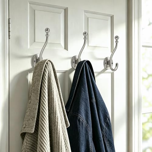 AVICCI 5 Pack Coat Hooks Brushed Nickel Coat Hook, Heavy Duty Hooks Decorative - Image 6