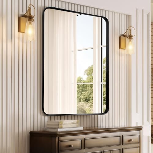 Black Bathroom Vanity Mirror Over Sink 24x36, Large Wall Rectangle Mirror - Image 6