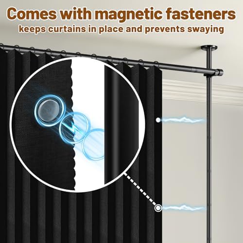 AJAZZ Room Divider Curtain+ Tension Curtain Rod No Drilling 43-120× 35-200 in - Image 6