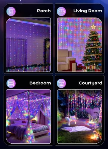 Brightown 300 LED Fairy Curtain Lights, 9.8ft x 9.8ft Curtain String Lights - Image 7