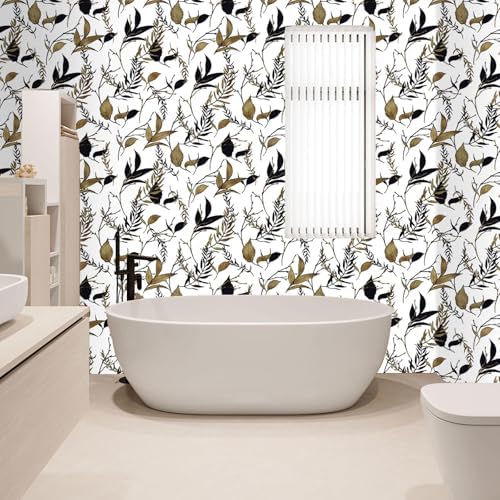 Black and Brown Leaf Peel and Stick Wallpaper 17.7in x 213in - Image 6