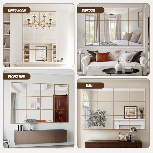 Antok Wall Mirror, Metal Framed Wall Mounted Mirror, Hanging or Leaning - Image 7