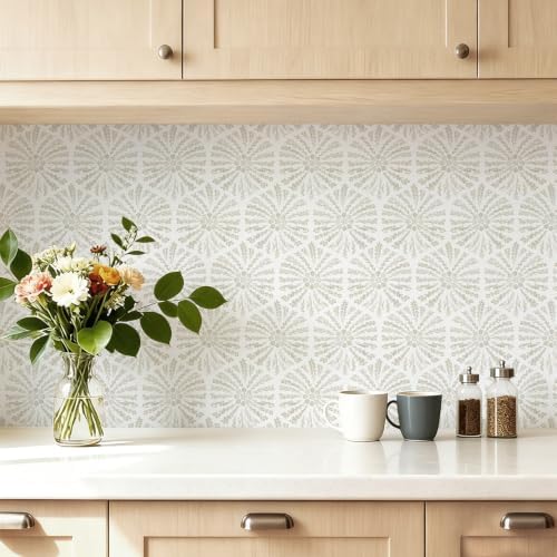 Safiyya Peel and Stick Wallpaper Beige Boho Contact Paper, 78.7"x17.3" Modern - Image 7