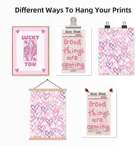 Lucky You Pink Wall Art Guest Check Preppy Wall Decor Trendy Aesthetic Canvas - Image 7