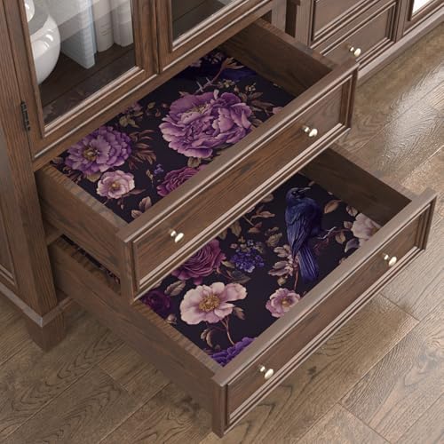 Laatse Gothic Dark Purple Crow Floral Wallpaper Peel and Stick 17.5"x118" - Image 6