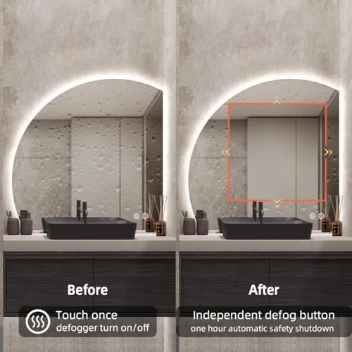 36" x 36" 1/4 Round LED Mirror for Bathroom, Backlit Lighted, Irregular 1/4 - Image 7
