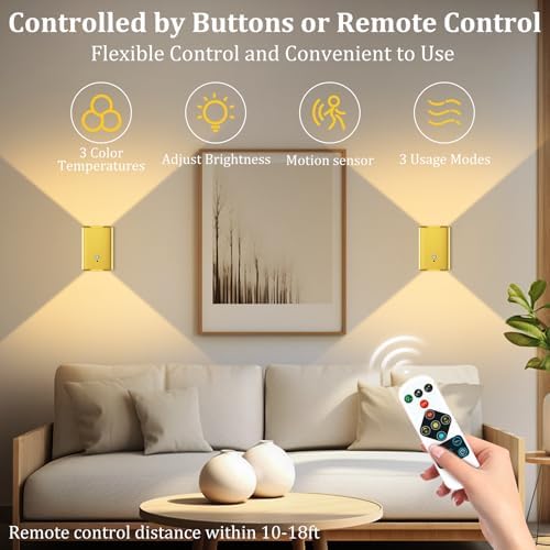 Eneru Motion Sensor Wall Sconce, Rechargeable Wireless Lights Indoor 2 Pack - Image 7