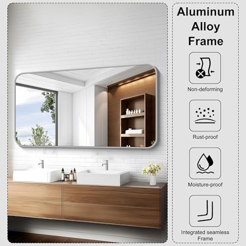 KOCUUY Silver Bathroom Mirror, 30x55 Inch Bathroom Mirror - Image 6