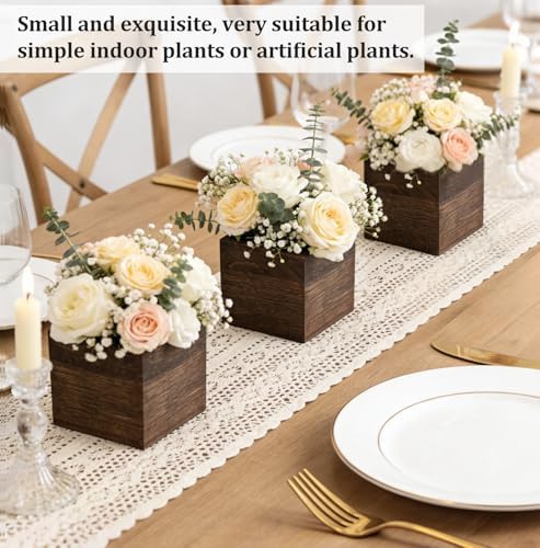 Dahey Small Wall Hanging Planters 3 Pack 4 Inch Wood Pot - Image 7