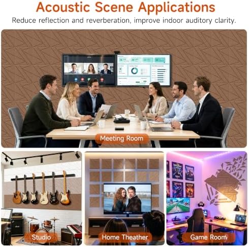 TO-TH Acoustic Panels Peel and Stick Sound Proof Panel 12 Pack, Dark Brown - Image 7