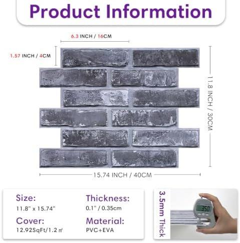 3D Faux Brick Wall Panels Peel and Stick, Designed - Image 6