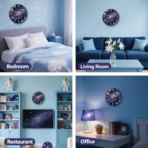 peacoblue Galaxy Stars Wall Clocks Battery Operated - Image 6