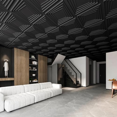 Art3dwallpanels PVC Ceiling Tiles 24 Pack Black - Image 6