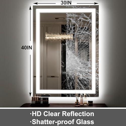 LED Bathroom Mirror 30"x40" Lighted Bathroom Vanity Mirror - Image 6