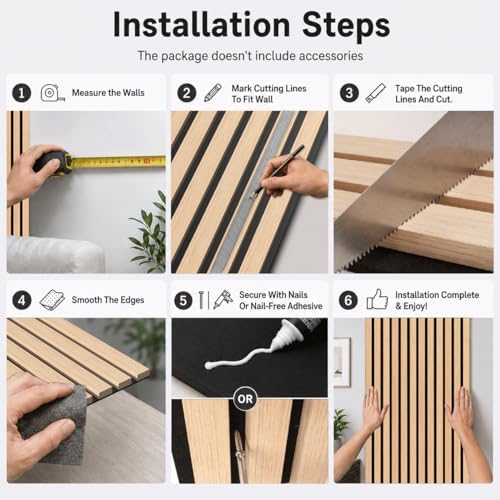 Wood Wall Panel 4 Pack 93.3"x11.8", Wood Acoustic Wall Panels - Image 7