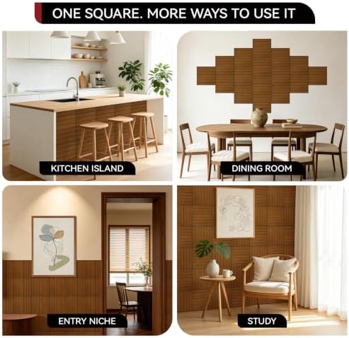 CUCOS Dark Brown PVC Slat Wall Panels, 11.8 in Square, 10 Pack - Image 7