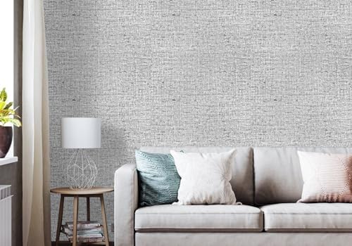 Gray Grasscloth Peel and Stick Wallpaper Textured 15.7in x 393.7in - Image 6