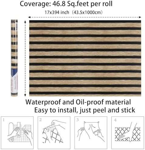 Arthome 17''x393'' Wood Slat Wallpaper, Peel and Stick Self Adhesive Wood - Image 7