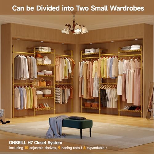ONBRILL L7 Wall Mounted Industrial Pipe Clothing Rack, Corner Closet System - Image 6