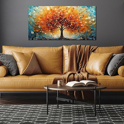 Zoyotago Large Canvas Wall Art Orange Yellow Tree Picture Modern Canvas Prints - Image 7