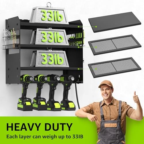 HUPBIPY Modular Power Tool Organizer Wall Mount Drill Holder Garage Shelf - Image 7