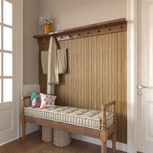 Brown Wood Slat Wall Panels Peel and Stick Textured Self Adhesive PVC 3D Wall - Image 7