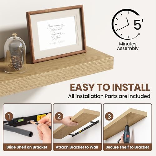 Acovy 40 Inch Floating Shelves for Wall 2 Pack, Wall Mounted Floating Shelf - Image 6
