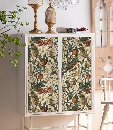 Erfoni Floral Birds Wallpaper Vintage Floral Peel and Stick Wallpaper Beige - Image 6