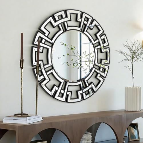 Chende Black Mirrors for Living Room Decor, Modern Decorative Wall Mirror for - Image 7