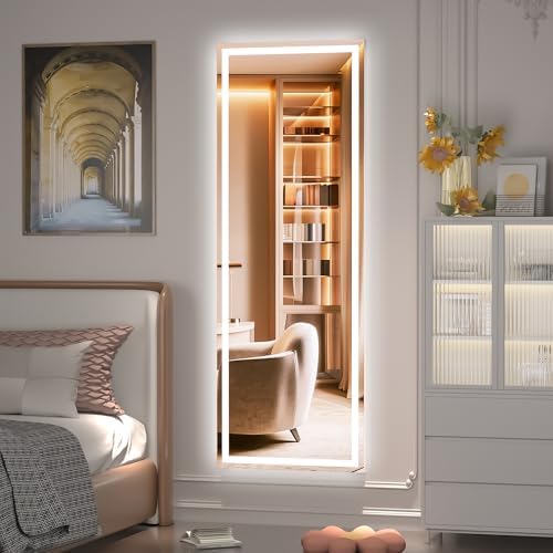 Hasipu Full Length Mirror with Lights, 55.7" x 16" LED Floor, Full Body - Image 7
