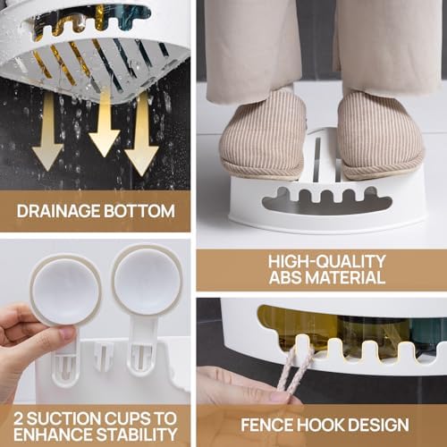 LEVERLOC Corner Shower Caddy Suction Cup, shower shelves suction cup - Image 6