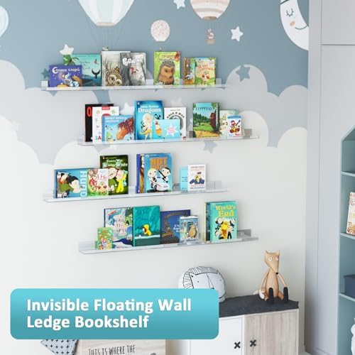 2 Pack Acrylic Shelves for Wall, 15 Inch Clear Adhesive Floating Shelf - Image 6