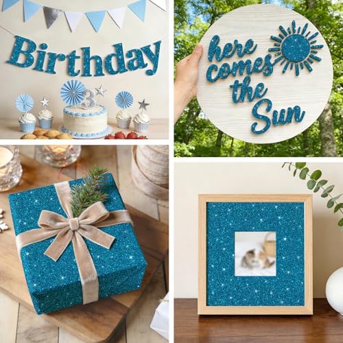 VEELIKE Cerulean Blue Glitter Wallpaper Peel and Stick Contact Paper - Image 7
