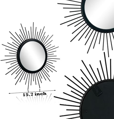 3 Set Sunburst Round Mirrors for Wall Decor Bedroom Bathroom - Image 6