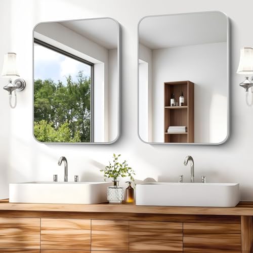 Silver Bathroom Mirror, 18 x 24 Inch Rectangle Mirrors - Image 7