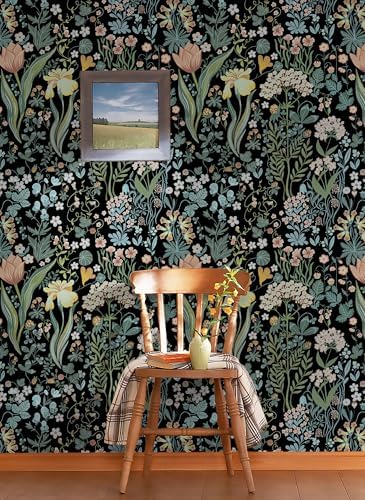 Toduso Peel and Stick Wallpaper Vintage Wall Paper Black Floral Contact Paper - Image 6