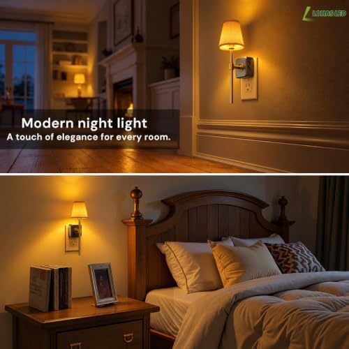 L LOHAS LED Night Light, Premium Fabric Linen Shade Plug in Night Light - Image 6