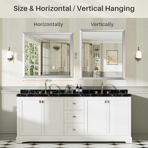 Briivue Bathroom Wall Mirror, 40x36 Inch - Image 6