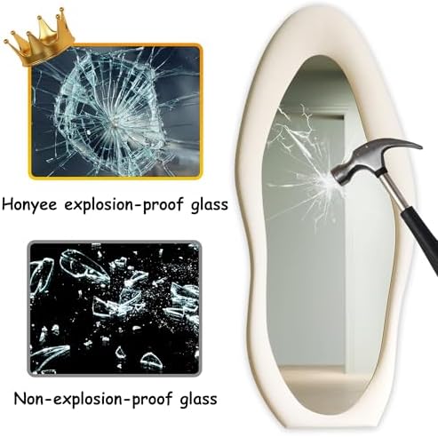 Honyee Full Length Mirror, Flannel Wrapped Wooden Frame Full Body Mirror - Image 6