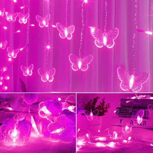 Butterfly Curtain Fairy Lights USB Plug in, 120 LED 8 Modes 20FT Firefly - Image 6