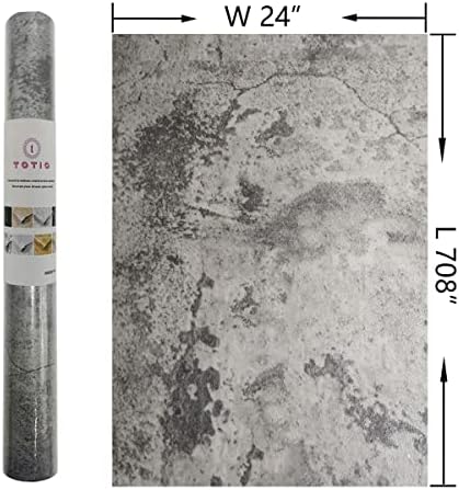 TOTIO Wide Grey Concrete Wallpaper Peel Stick 24x708inch Matte Thicken - Image 7