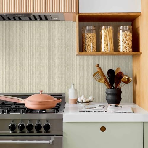 MelunMer Beige Grasscloth Peel and Stick Wallpaper Removable 17.3"x78.7" - Image 7