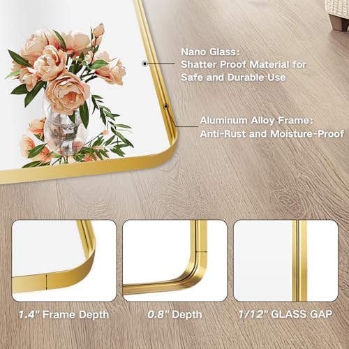 Gold Bathroom Vanity Mirror Over Sink 28X36, Large Wall Mounted Mirror - Image 7