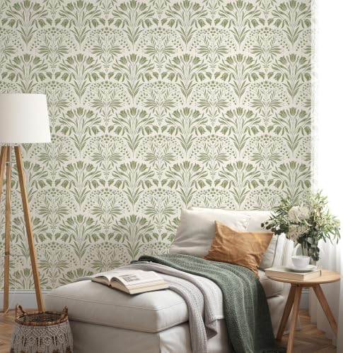 Green Tulip Floral Peel and Stick Wallpaper Retro Green Contact Paper - Image 7