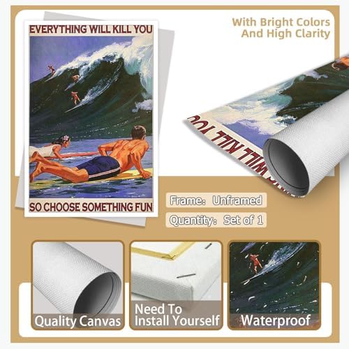 Enveable Retro Hawaii Surfing Fun Poster Summer Tropical Beach Hawaiian Island - Image 7
