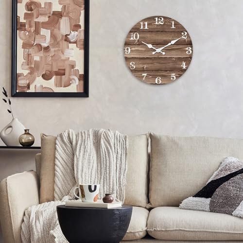 XFM Large Brown Farmhouse Wall Clock 20 Inch Silent - Image 6