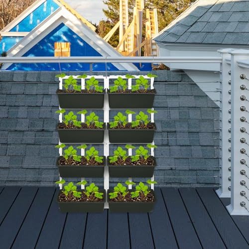 8 Pots Hanging Planter Stand, 26.3*7.3*36.6 In Vertical Garden Wall Planter - Image 7
